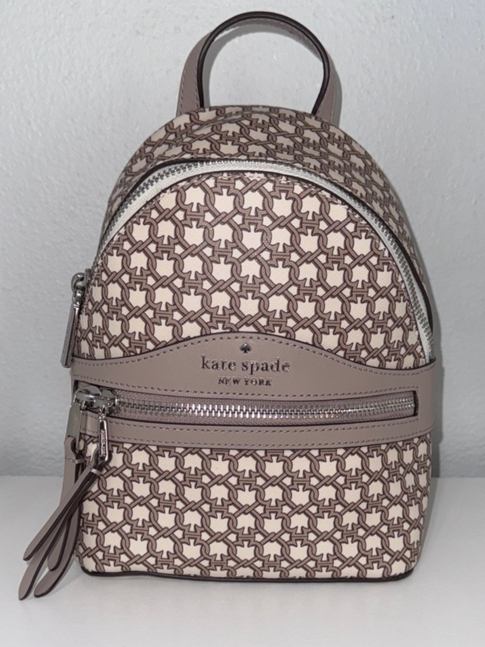 Kate Spade Mini Backpack in Blush and Cream Monogram(NWOT)